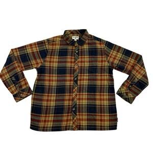 Billabong Boys Coastline Flannel Shirt Youth Large Plaid Cotton Button Up